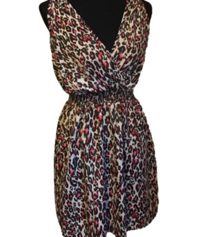 Lightweight multi-color leopard dress Large👗 summer dress animal print v-neck